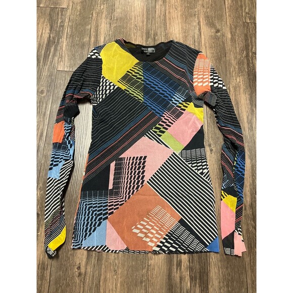 Petit Pois By Viviana G Womens Multicolor Abstract Mesh Long Sleeve Top Size M - Picture 2 of 7